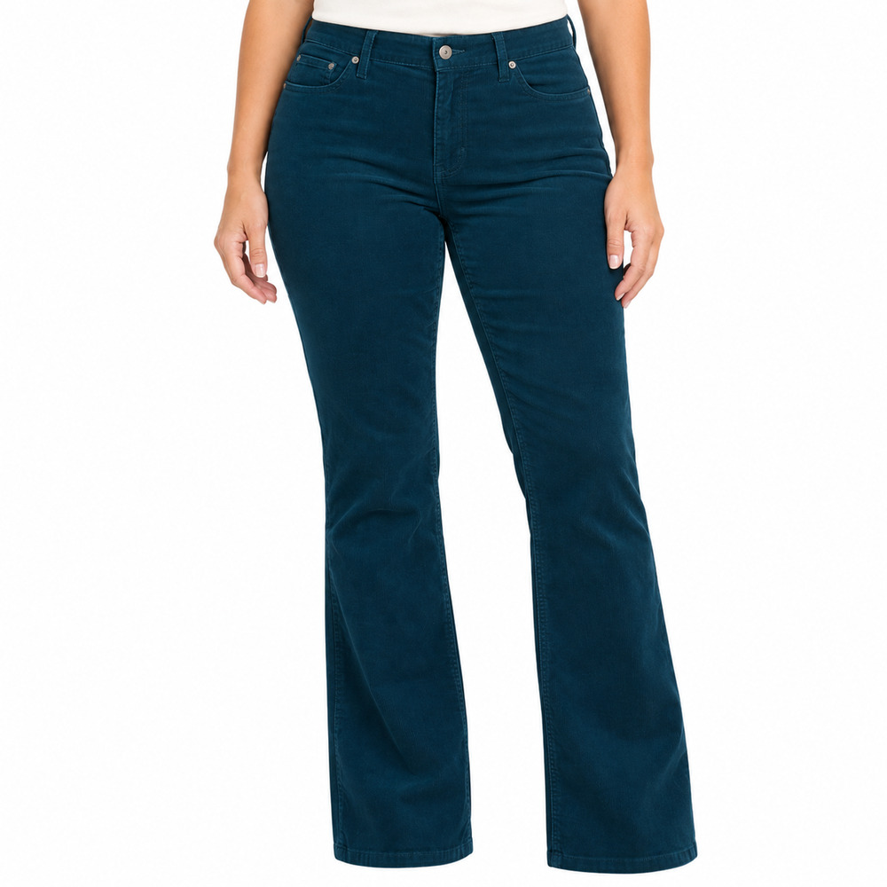 Ann Taylor Loft Curvy Boot Cut Leg Teal Fine Wale Corduroy Pants Stretch sz 10